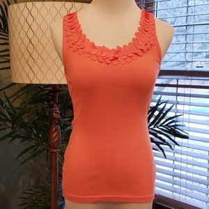 Embellished Coral Cotton Tank Top